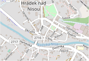 U Nisy v obci Hrádek nad Nisou - mapa ulice