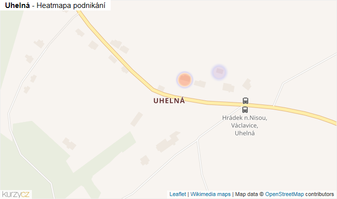 Mapa Uhelná - Firmy v části obce.