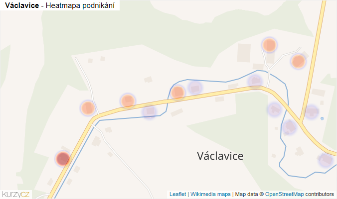 Mapa Václavice - Firmy v části obce.