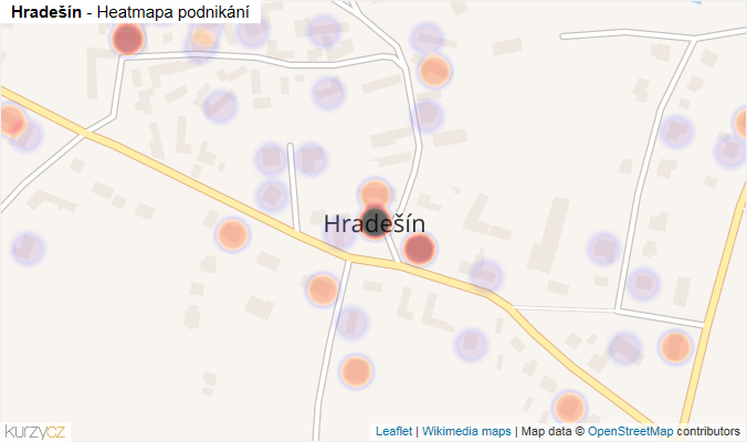Mapa Hradešín - Firmy v části obce.