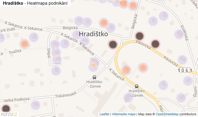 Mapa Hradištko - Firmy v části obce.