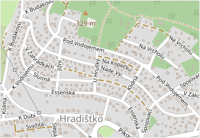 Nade Vsí v obci Hradištko - mapa ulice