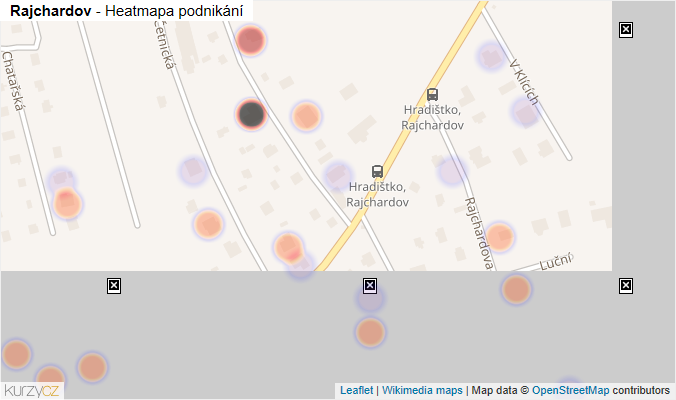 Mapa Rajchardov - Firmy v části obce.
