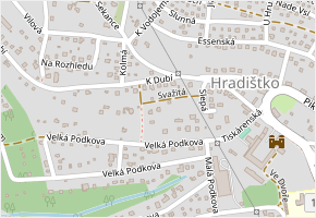 Svažitá v obci Hradištko - mapa ulice