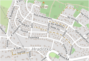 V Zahrádkách v obci Hradištko - mapa ulice