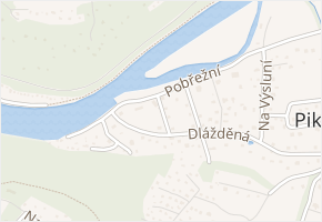 Zelená v obci Hradištko - mapa ulice