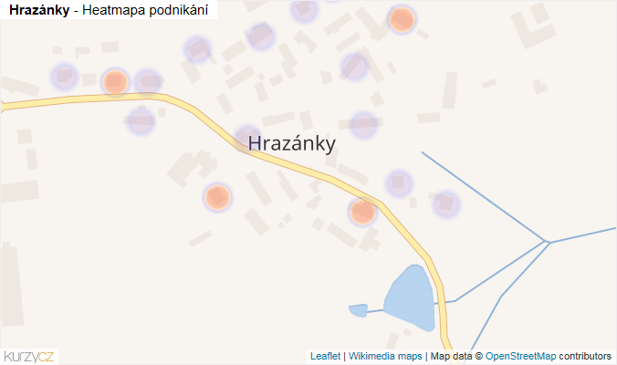 Mapa Hrazánky - Firmy v části obce.