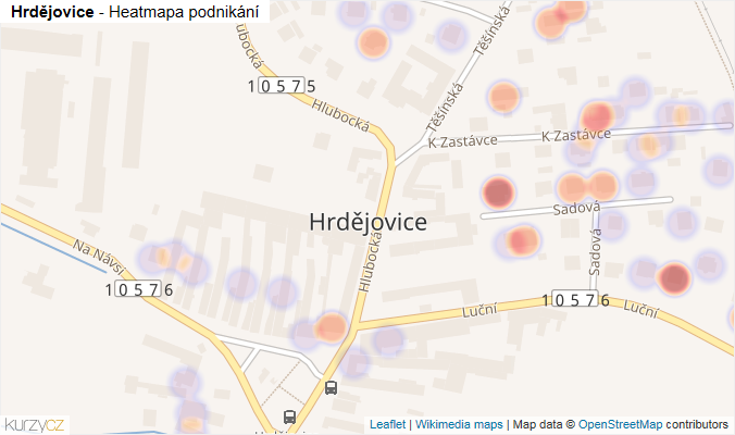 Mapa Hrdějovice - Firmy v části obce.