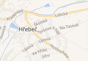 Tyršova v obci Hřebeč - mapa ulice