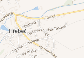 V háji v obci Hřebeč - mapa ulice