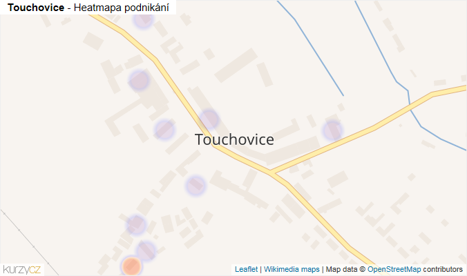 Mapa Touchovice - Firmy v části obce.
