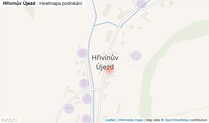 Mapa Hřivínův Újezd - Firmy v části obce.