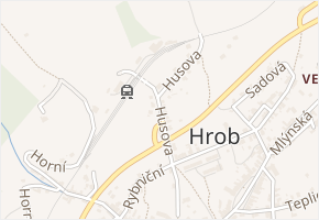 Husova v obci Hrob - mapa ulice