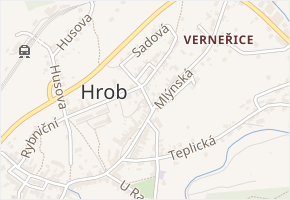 Krátká v obci Hrob - mapa ulice