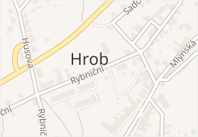 Rybniční v obci Hrob - mapa ulice