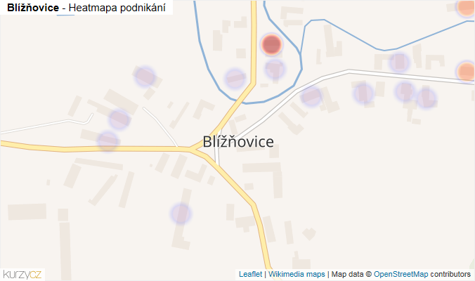 Mapa Blížňovice - Firmy v části obce.