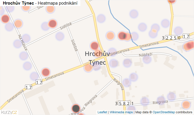Mapa Hrochův Týnec - Firmy v části obce.