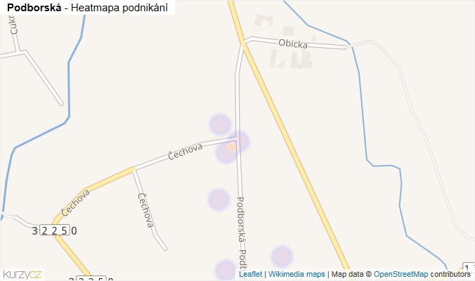 Mapa Podborská - Firmy v ulici.