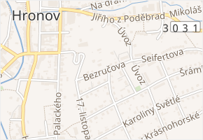 Bezručova v obci Hronov - mapa ulice