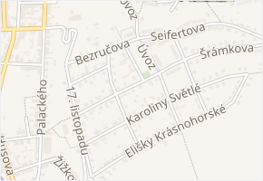 Boženy Němcové v obci Hronov - mapa ulice