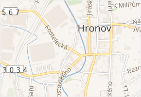 Dvorská v obci Hronov - mapa ulice