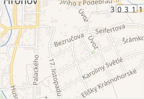 Erbenova v obci Hronov - mapa ulice