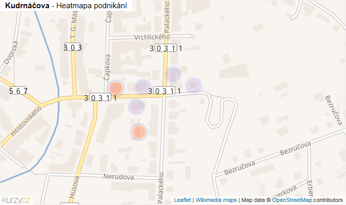 Mapa Kudrnáčova - Firmy v ulici.