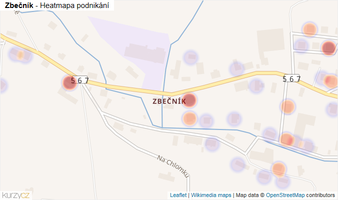 Mapa Zbečník - Firmy v části obce.