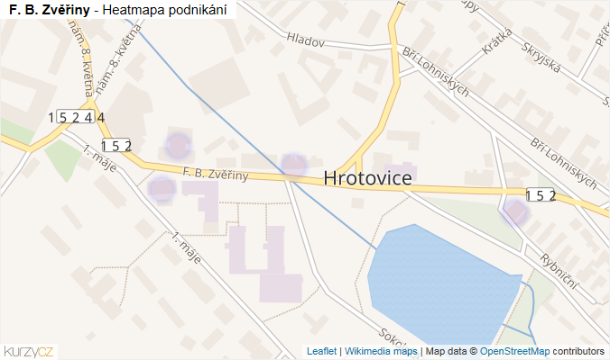 Mapa F. B. Zvěřiny - Firmy v ulici.