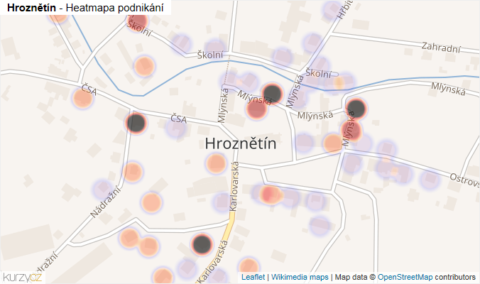 Mapa Hroznětín - Firmy v části obce.