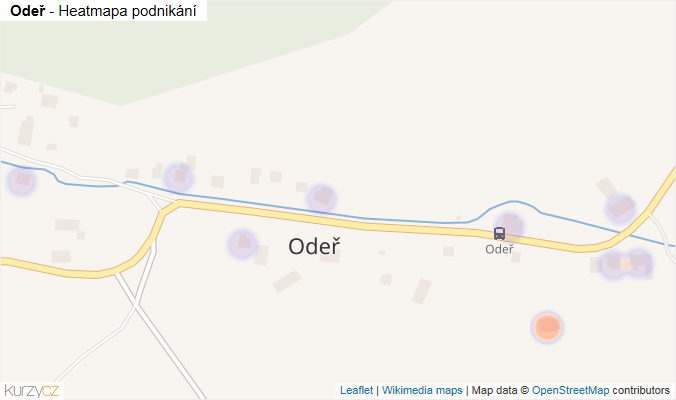 Mapa Odeř - Firmy v části obce.