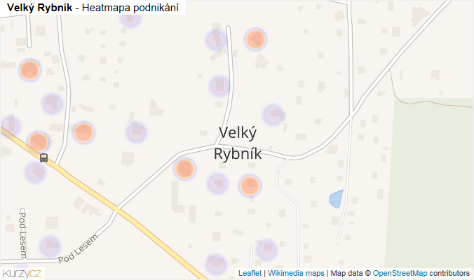 Mapa Velký Rybník - Firmy v části obce.