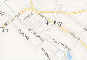 V uličkách v obci Hrušky - mapa ulice