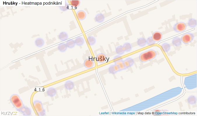 Mapa Hrušky - Firmy v části obce.
