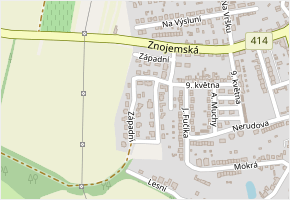 Západní v obci Hrušovany nad Jevišovkou - mapa ulice