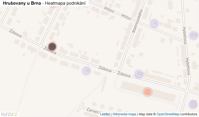 Mapa Hrušovany u Brna - Firmy v obci.