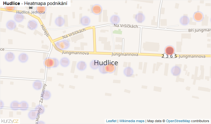 Mapa Hudlice - Firmy v části obce.