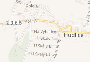 Na Vyhlídce v obci Hudlice - mapa ulice