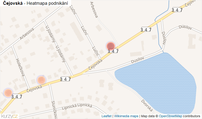 Mapa Čejovská - Firmy v ulici.