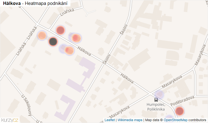 Mapa Hálkova - Firmy v ulici.