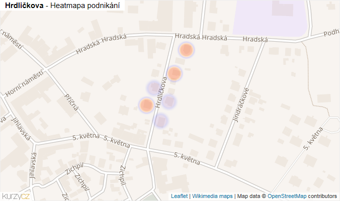 Mapa Hrdličkova - Firmy v ulici.