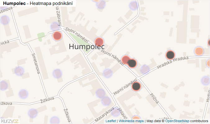 Mapa Humpolec - Firmy v části obce.