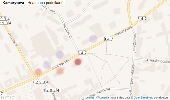 Mapa Kamarytova - Firmy v ulici.