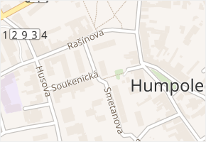 Smetanova v obci Humpolec - mapa ulice