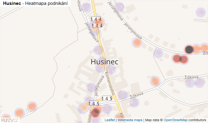 Mapa Husinec - Firmy v části obce.