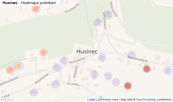 Mapa Husinec - Firmy v části obce.