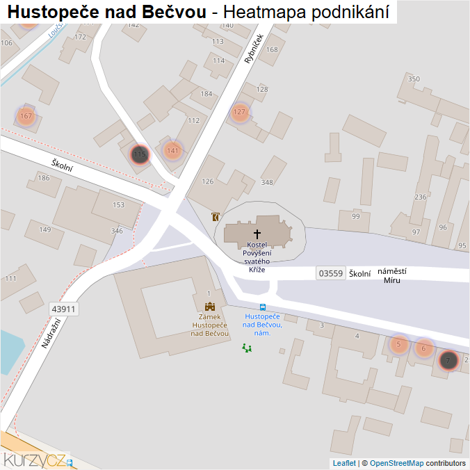 Mapa Hustopeče nad Bečvou - Firmy v obci.