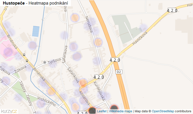 Mapa Hustopeče - Firmy v obci.