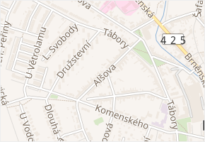 Alšova v obci Hustopeče - mapa ulice