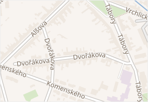 Dvořákova v obci Hustopeče - mapa ulice